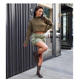 Brązowe wysokie botki zdobione cyrkoniami 1