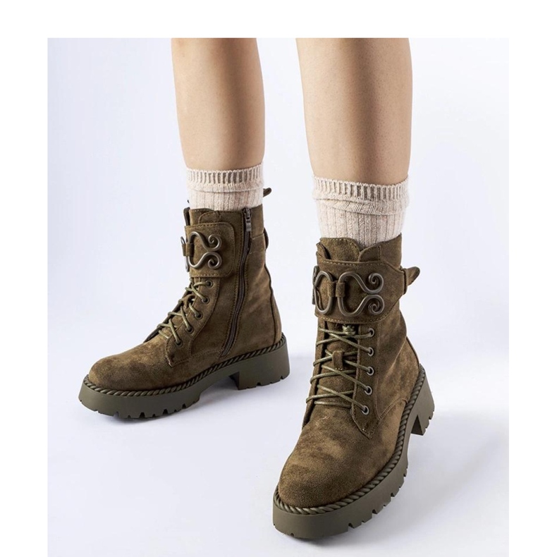 Ciemnozielone ozdobne workery eko-zmsz 1