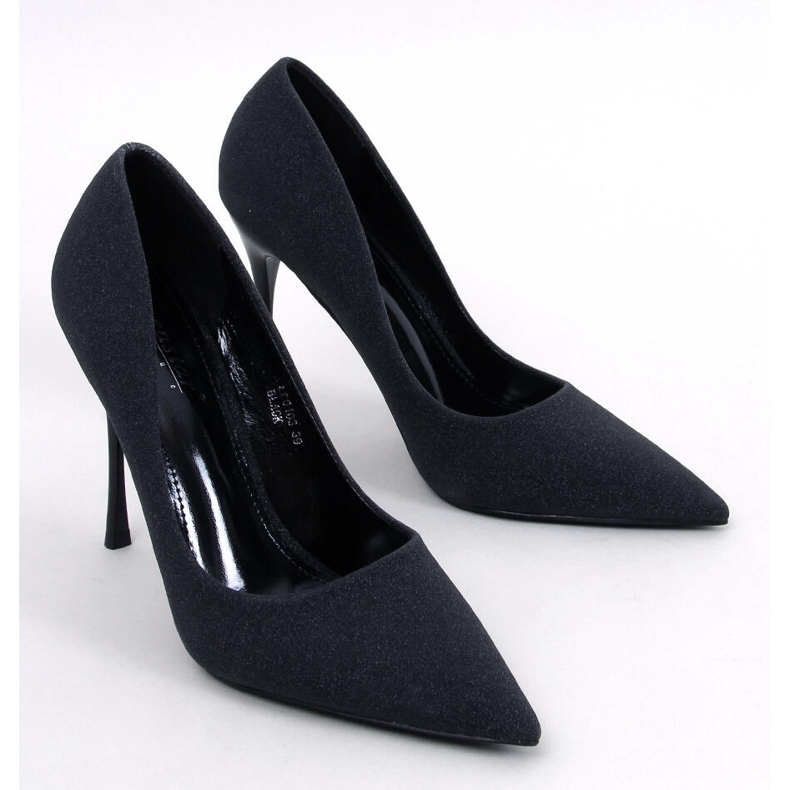 Szpilki błyszczące z drobinkami Black czarne 1