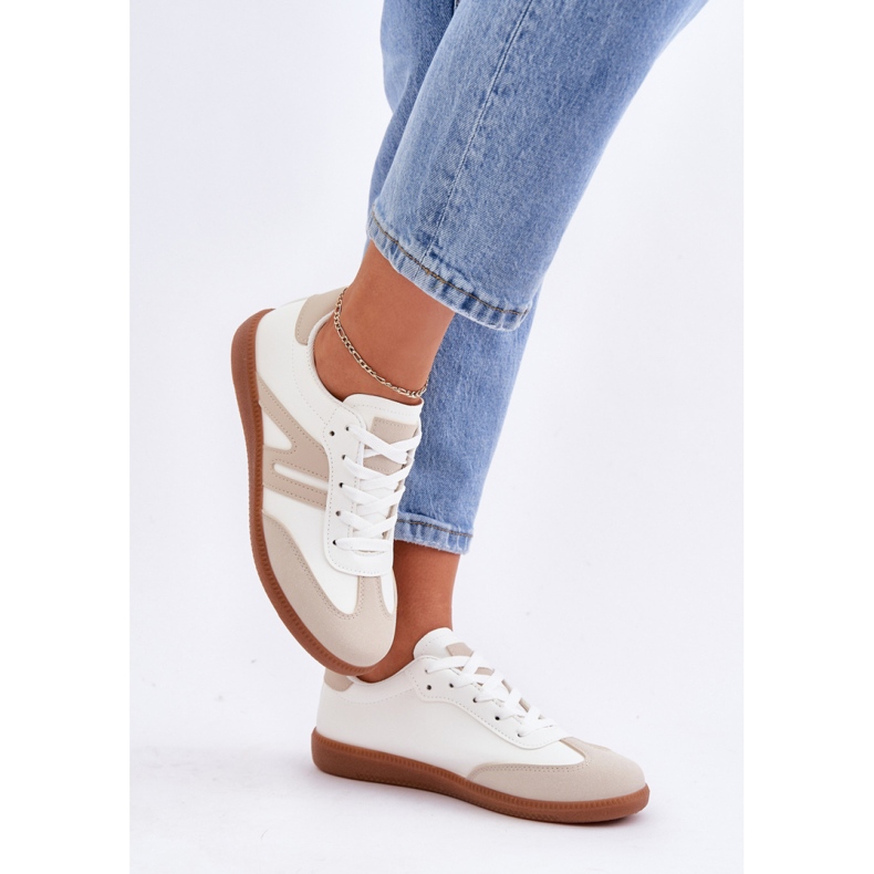 Buty Sportowe Wiązane 7112 White/Beige białe 1