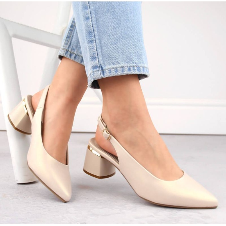 Sandały eleganckie pełne Sergio Leone W SK439A beżowe perłowe 1