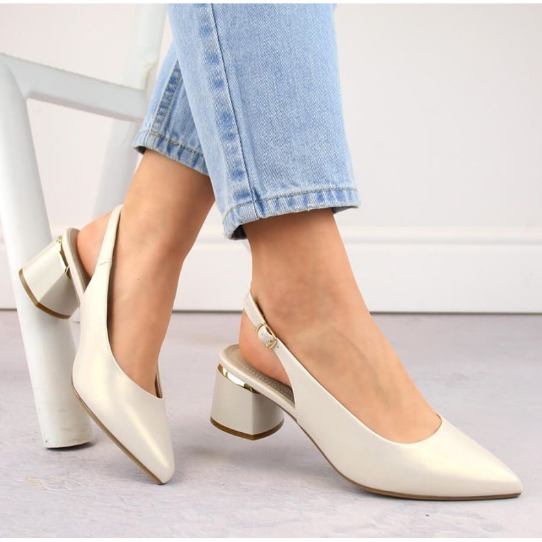 Sandały eleganckie pełne Sergio Leone W SK439B perłowe 1