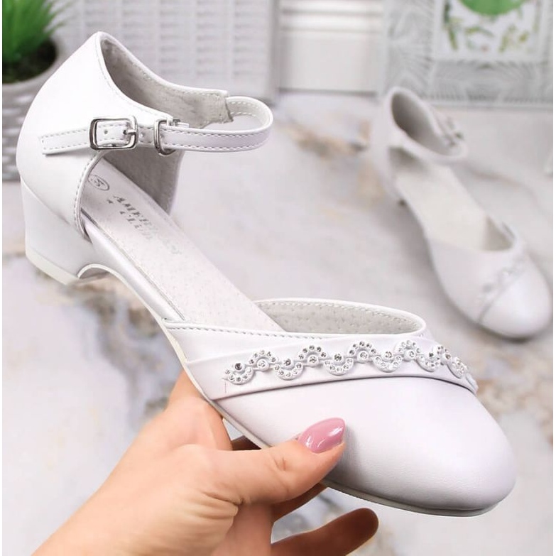 Balerinki na koreczku American Club Jr AM914 białe 1