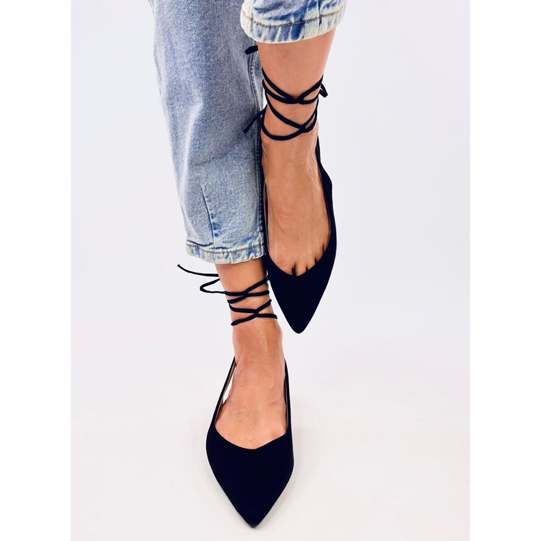 Baleriny bez pięty wiązane czarne 2