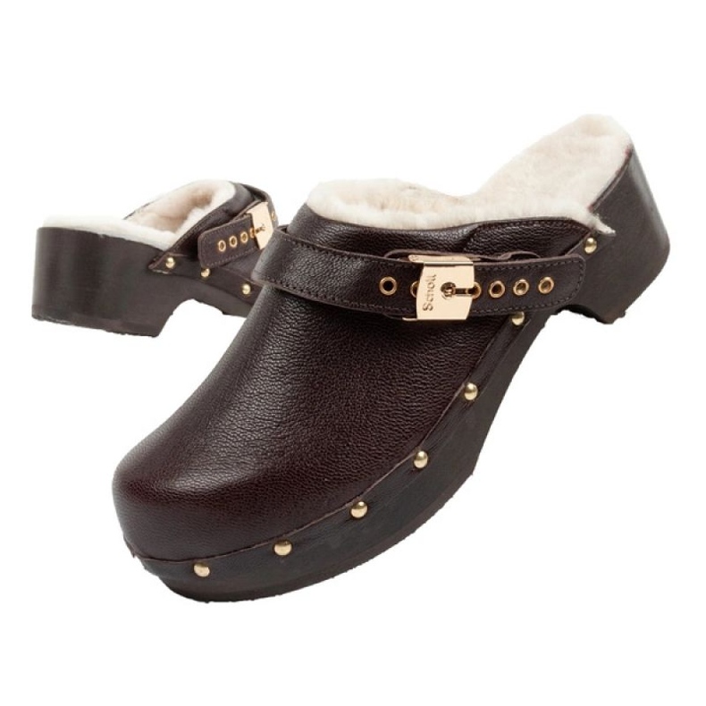 Klapki drewniaki Scholl Iconic F298121011 brązowe 1