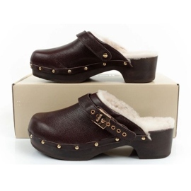Klapki drewniaki Scholl Iconic F298121011 brązowe 9