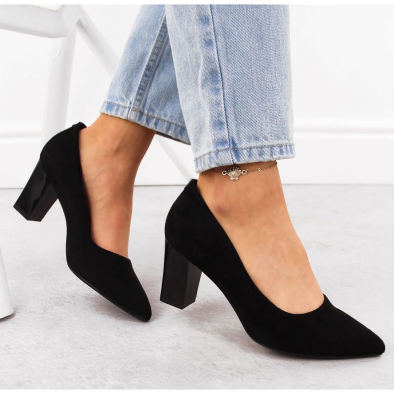 Czółenka na słupku Sergio Leone PB403 czarne 2