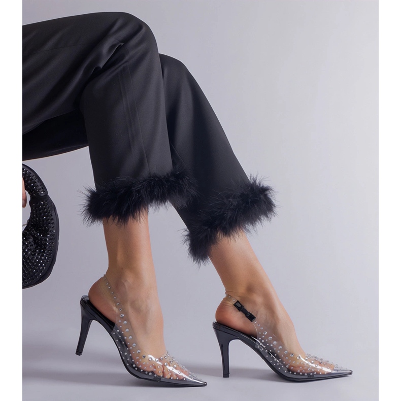 Transparentne szpilki z odkrytą pięta zdobione cyrkoniami bezbarwne 1