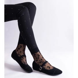 Czarne balerinki o matowym wykończeniu zapinane na sprzączkę 1