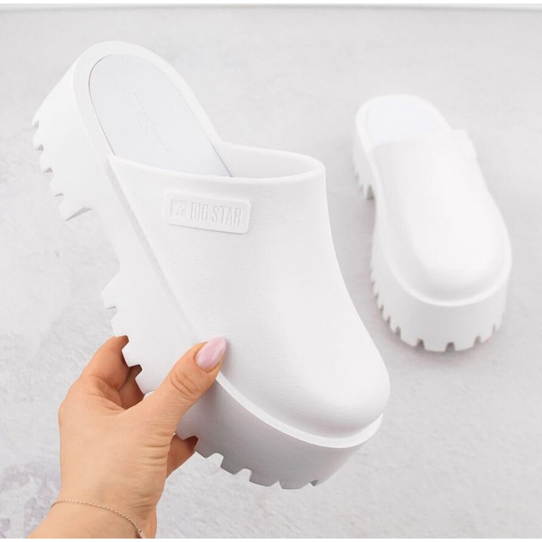 Chodaki na masywnej podeszwie Big Star NN274015 białe 1