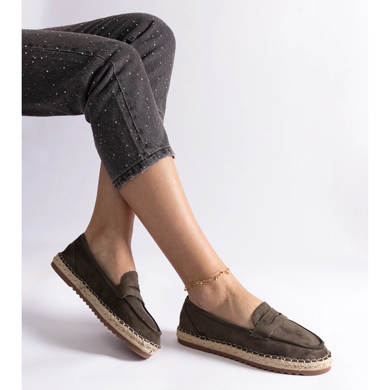 Zielone wsuwane espadryle na platformie 2