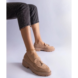 Beżowe mokasyny z eko skóry zamszowej beżowy 1