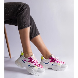 Biało-rózowe sneakersy sportowe białe 3