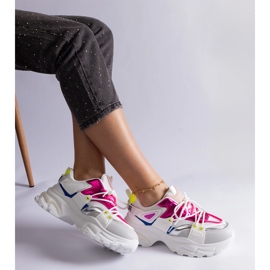 Biało-rózowe sneakersy sportowe białe 2