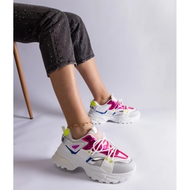Biało-rózowe sneakersy sportowe białe 1
