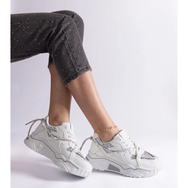 Białe sneakersy damskie z brokatem 2