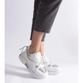 Białe sneakersy damskie z brokatem 3