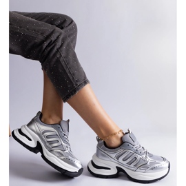 Srebrne damskie sneakersy sportowe srebrny 2