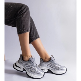 Srebrne damskie sneakersy sportowe srebrny 3