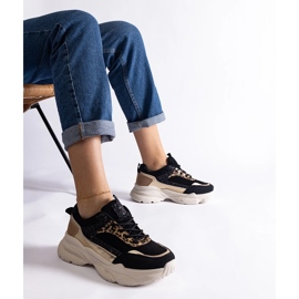 Czarne sneakersy z brokatowymi wstawkami 1