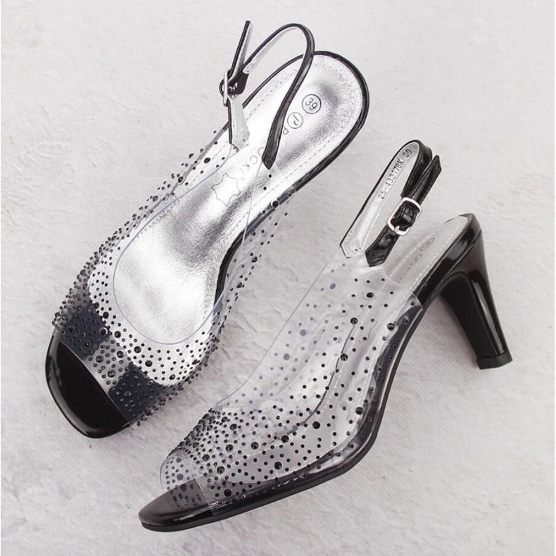 Sandały na słupku Potocki W WS43317 WOL284A czarne 2