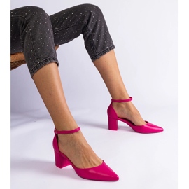 Różowe czółenka eleganckie na słupku 1