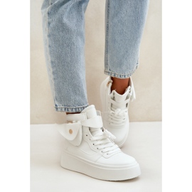 Wysokie Sneakersy Z Saszetką Na Platformie Białe 5