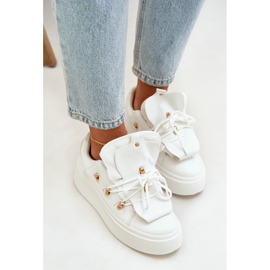Sneakersy Damskie Na Platformie Białe 5