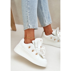 Sneakersy Damskie Na Platformie Białe 7