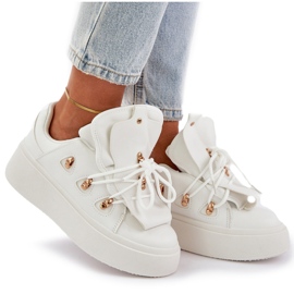Sneakersy Damskie Na Platformie Białe 9