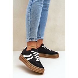 Stylowe Sneakersy Na Platformie Czarno-białe czarne 2