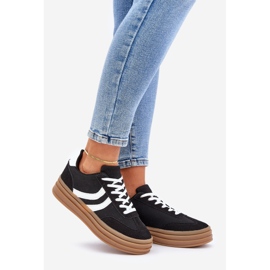 Stylowe Sneakersy Na Platformie Czarno-białe czarne 1