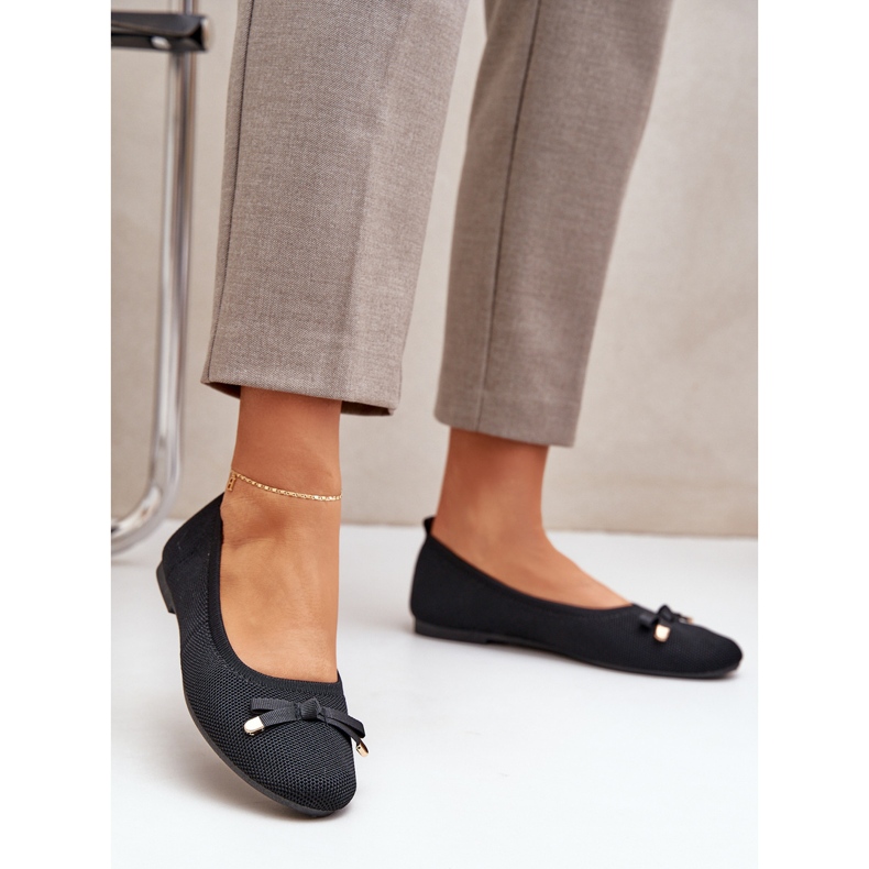 Siateczkowe Baleriny Z Kokardką Czarne 2