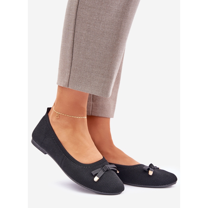 Siateczkowe Baleriny Z Kokardką Czarne 1