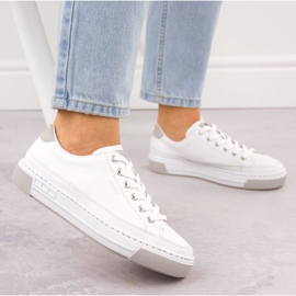 Skórzane buty sportowe damskie białe Rieker L8847-80 12