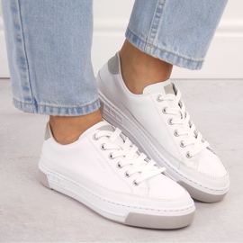 Skórzane buty sportowe damskie białe Rieker L8847-80 13