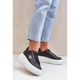Stylowe Sneakersy Na Masywnej Platformie Czarno-Białe czarne 2
