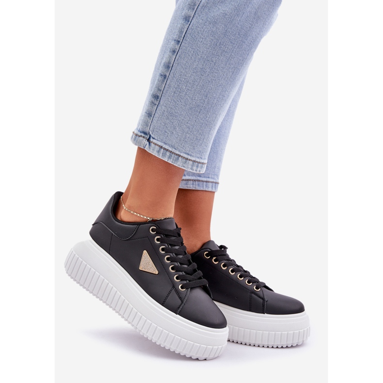 Stylowe Sneakersy Na Masywnej Platformie Czarno-Białe czarne 1