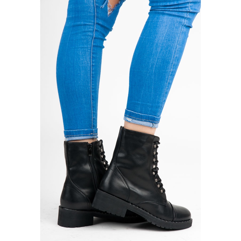 Anesia Paris Czarne wiązane botki 2