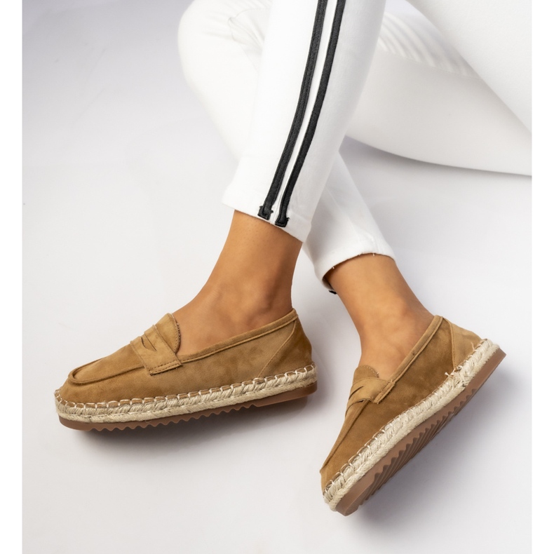 Espadryle Damskie Mokasyny Camel beżowy 2