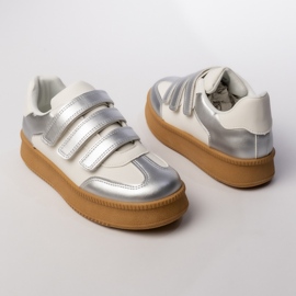 Damskie Sportowe Sneakersy Srebrno-Białe srebrny 1