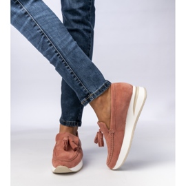 Damskie Mokasyny Z Frędzlami Różowe 1