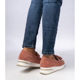 Damskie Mokasyny Z Frędzlami Różowe 2