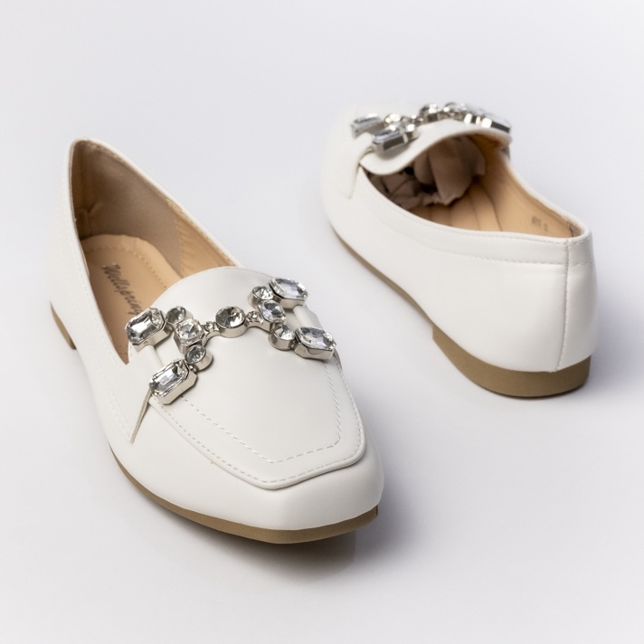 Damskie Mokasyny Z Ozdobami Białe 1
