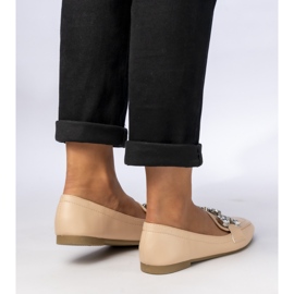 Damskie Mokasyny Z Ozdobami Beżowe beżowy 1