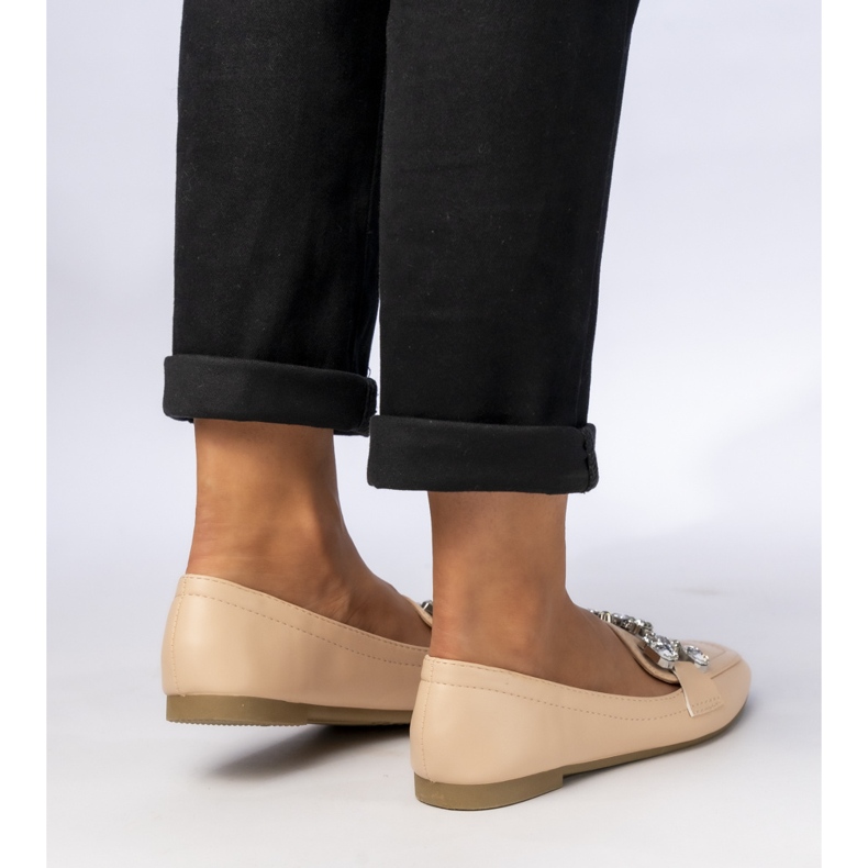 Damskie Mokasyny Z Ozdobami Beżowe beżowy 1