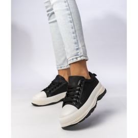 Damskie sneakersy na platformie Czarne 2