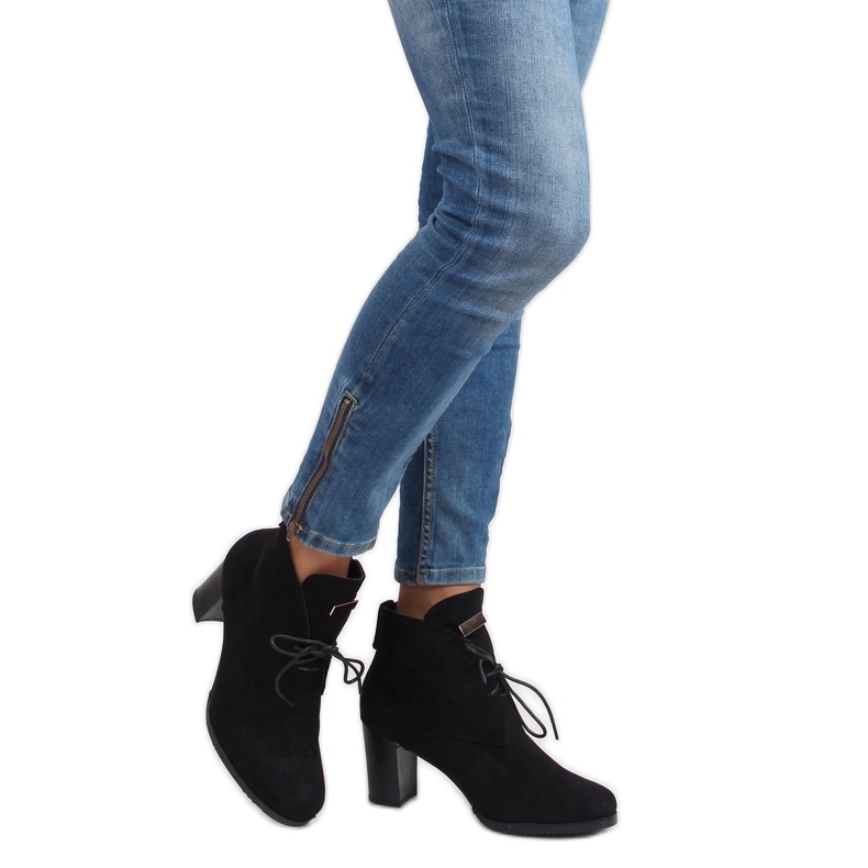 Botki sznurowane 55-518 black czarne 2