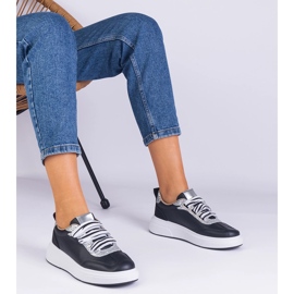 Czarne sneakersy damskie zdobione brokatem 1