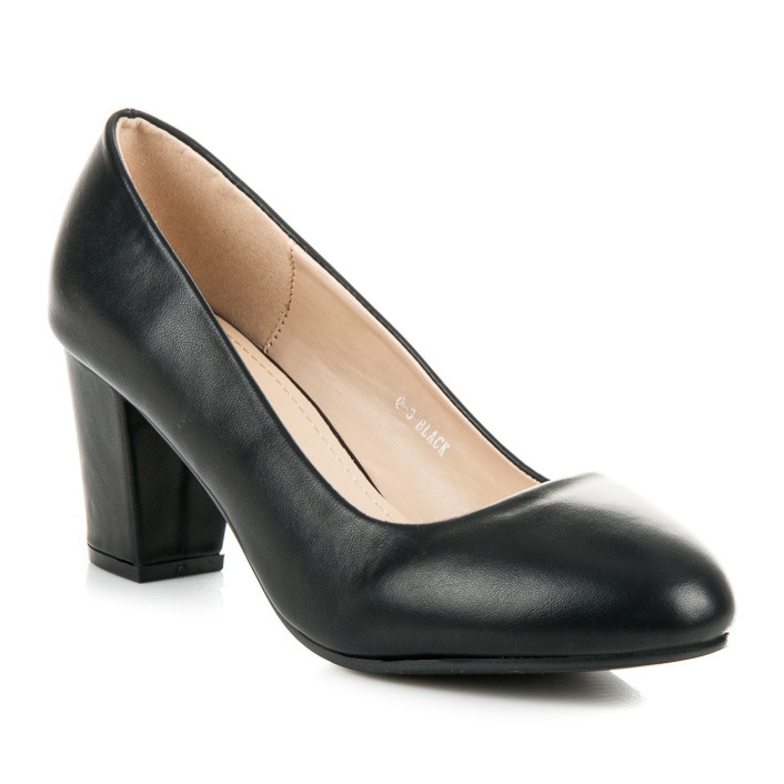 Czółenka na słupku czarne 1